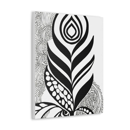 Wall Art Decor - Canvas Print Artwork - Floral Black Line Art Print