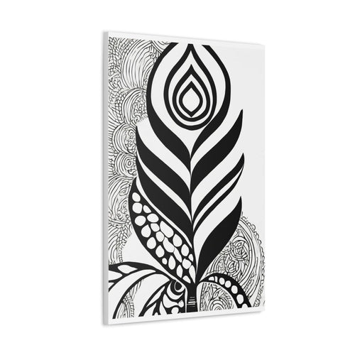 Wall Art Decor - Canvas Print Artwork - Floral Black Line Art Print