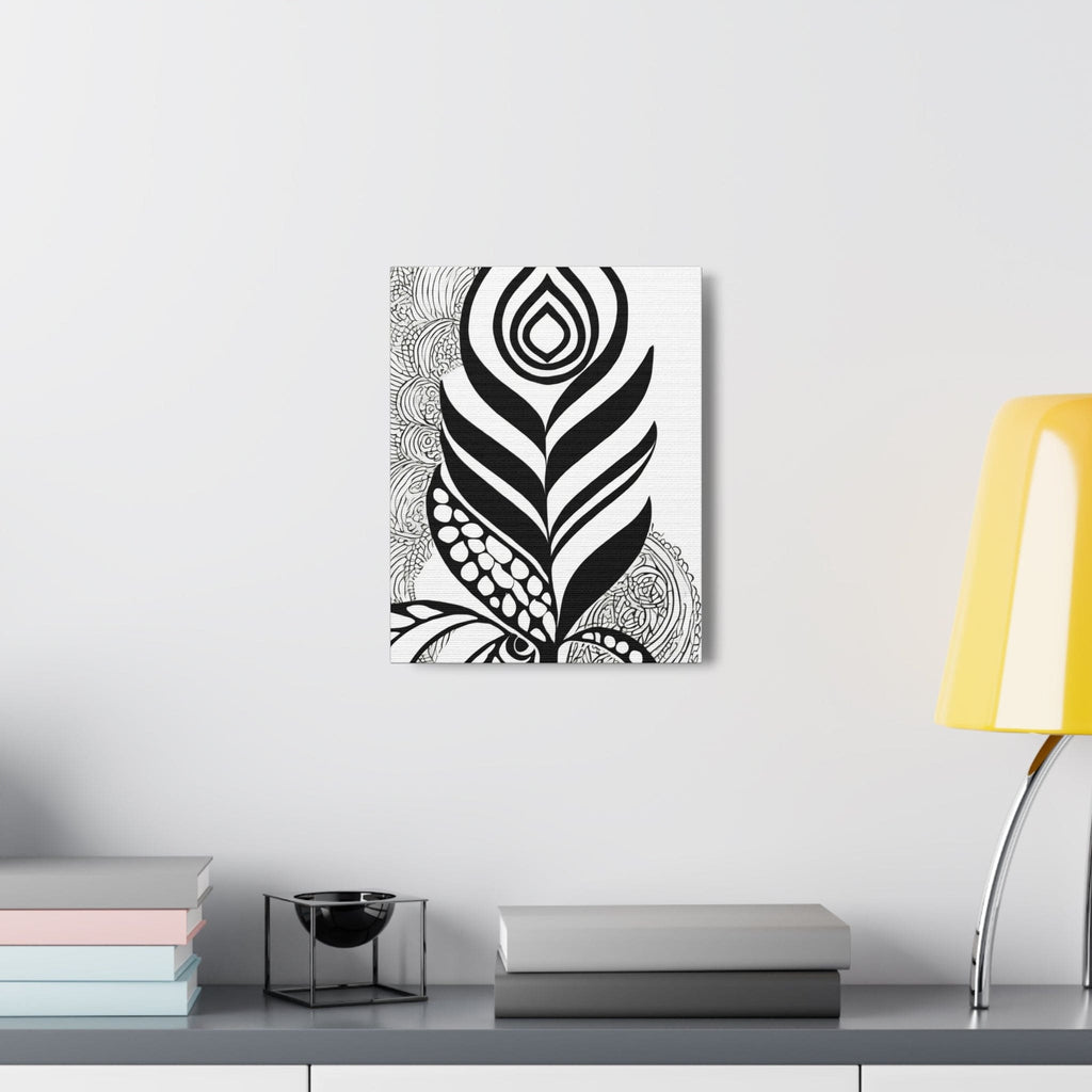 Wall Art Decor - Canvas Print Artwork - Floral Black Line Art Print