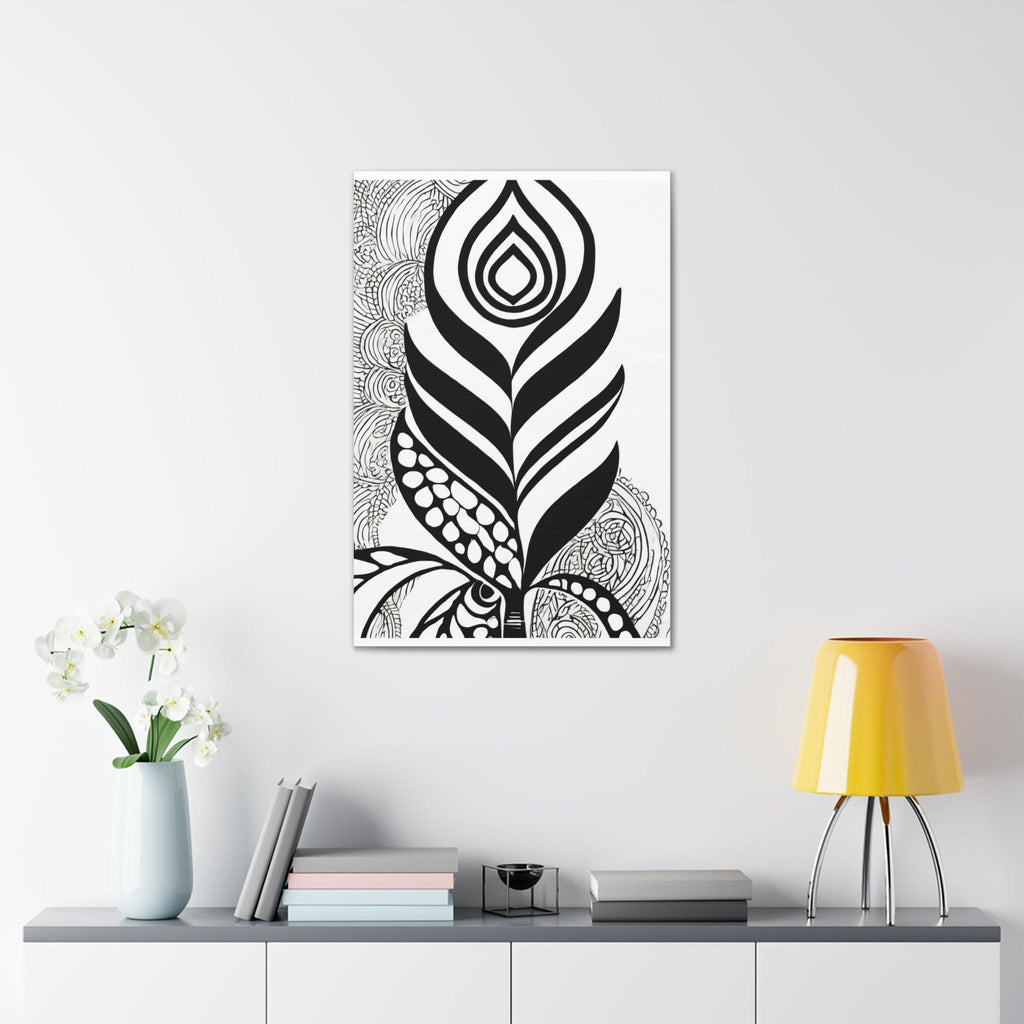 Wall Art Decor - Canvas Print Artwork - Floral Black Line Art Print