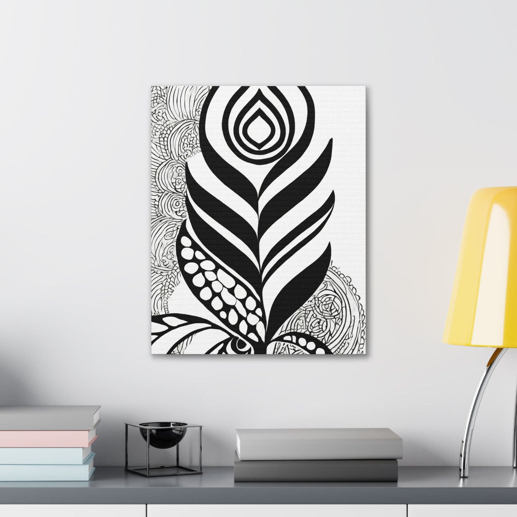 Wall Art Decor - Canvas Print Artwork - Floral Black Line Art Print
