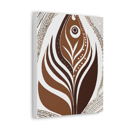 Wall Art Decor - Canvas Print Artwork - Floral Brown Line Art Print