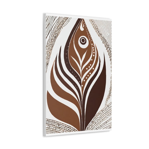 Wall Art Decor - Canvas Print Artwork - Floral Brown Line Art Print