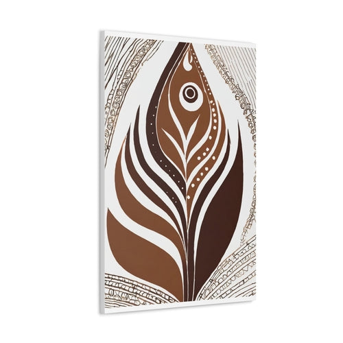 Wall Art Decor - Canvas Print Artwork - Floral Brown Line Art Print