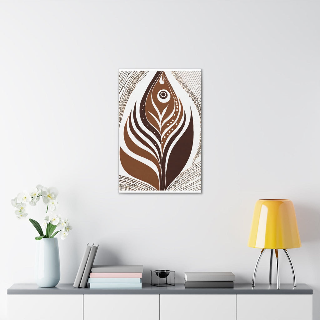 Wall Art Decor - Canvas Print Artwork - Floral Brown Line Art Print