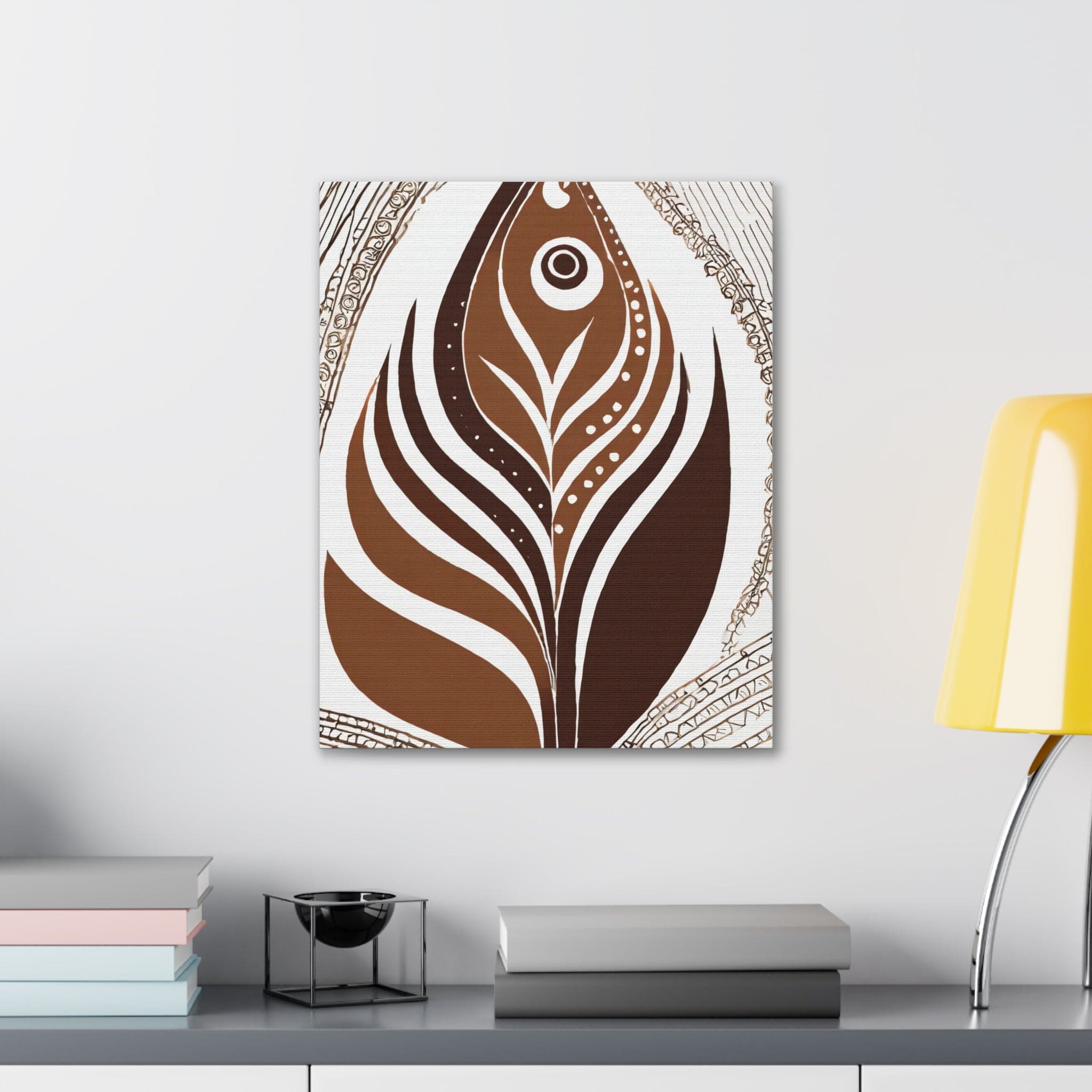 Wall Art Decor - Canvas Print Artwork - Floral Brown Line Art Print