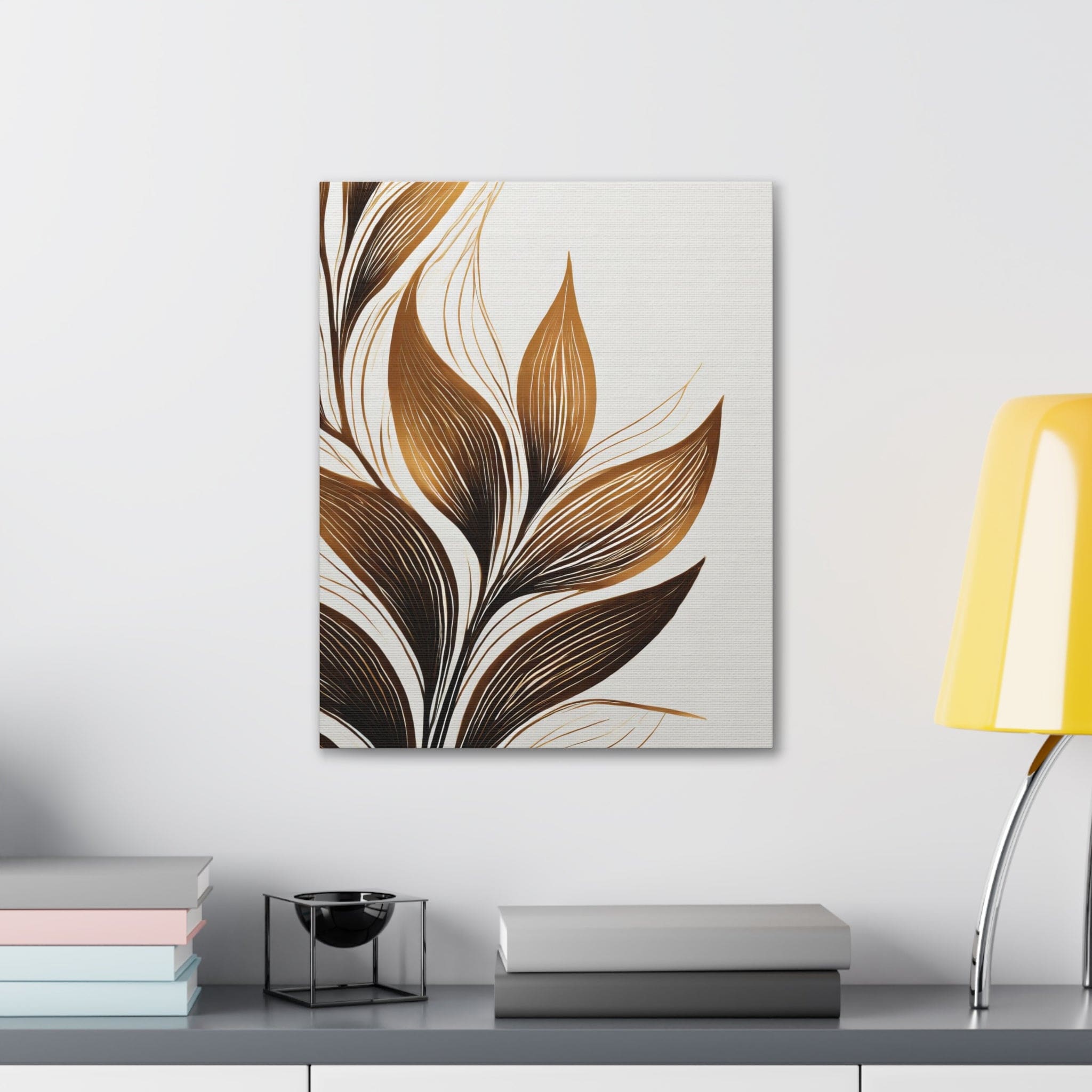 Wall Art Decor - Canvas Print Artwork - Floral Brown Line Art Print