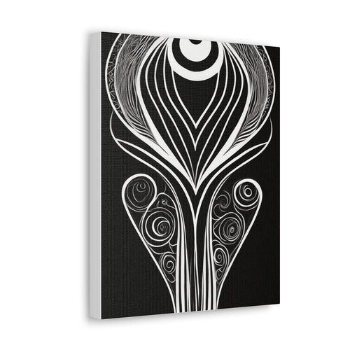 Wall Art Decor - Canvas Print Artwork - Floral White Line Art Print
