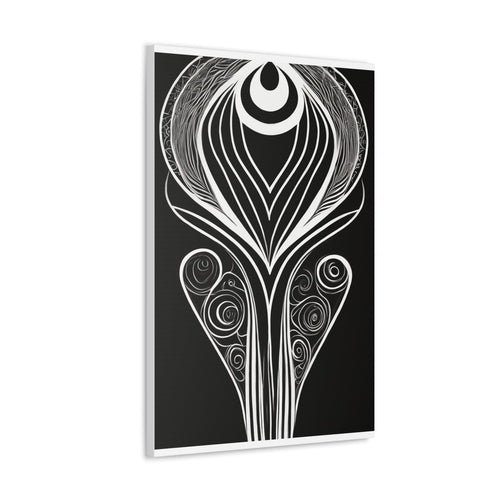 Wall Art Decor - Canvas Print Artwork - Floral White Line Art Print