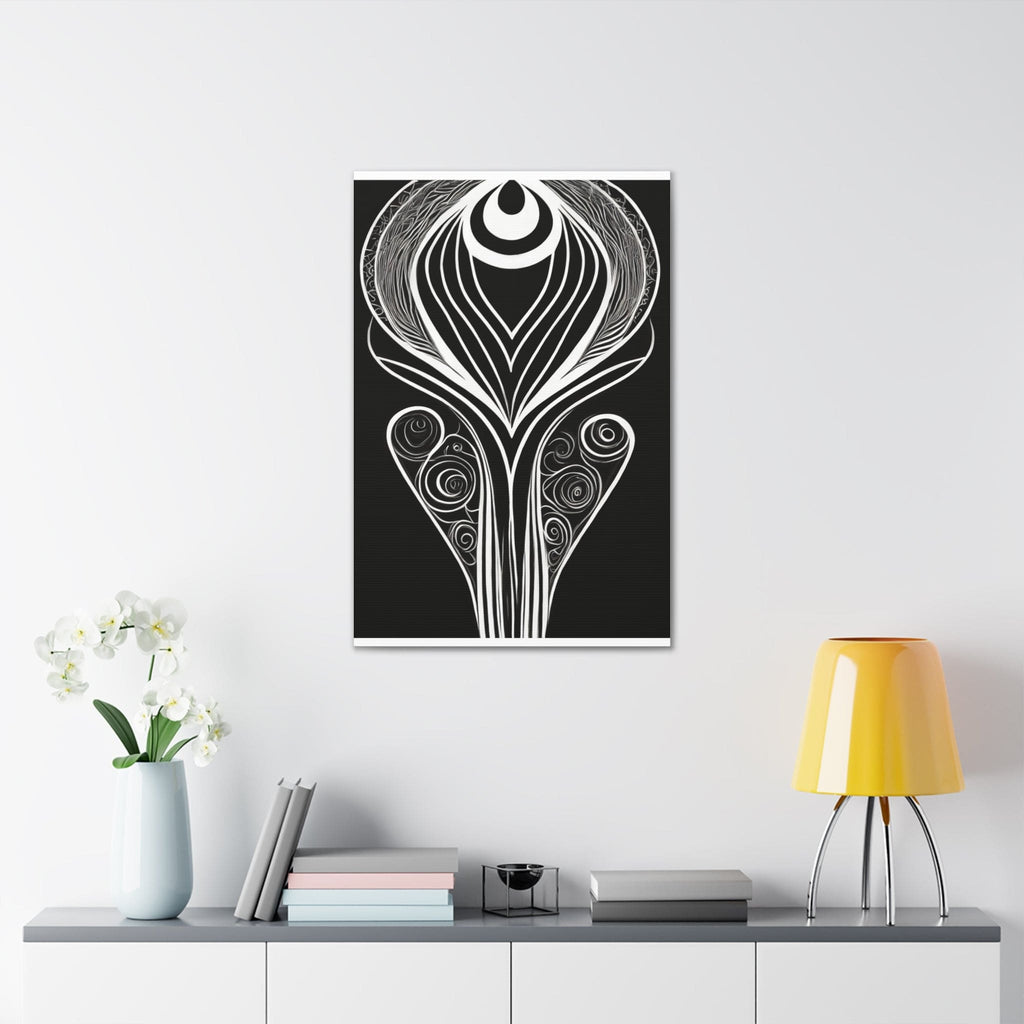 Wall Art Decor - Canvas Print Artwork - Floral White Line Art Print
