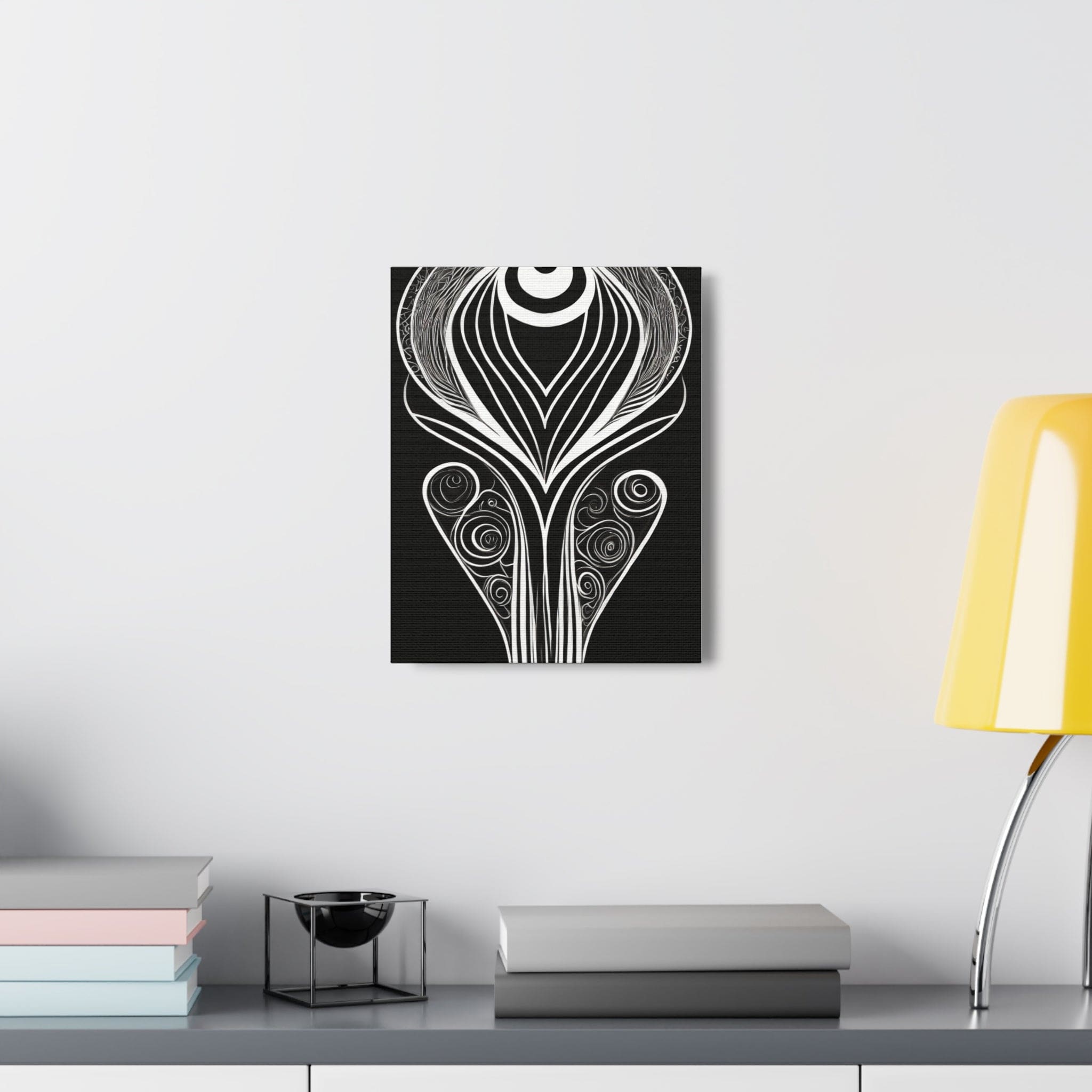 Wall Art Decor - Canvas Print Artwork - Floral White Line Art Print