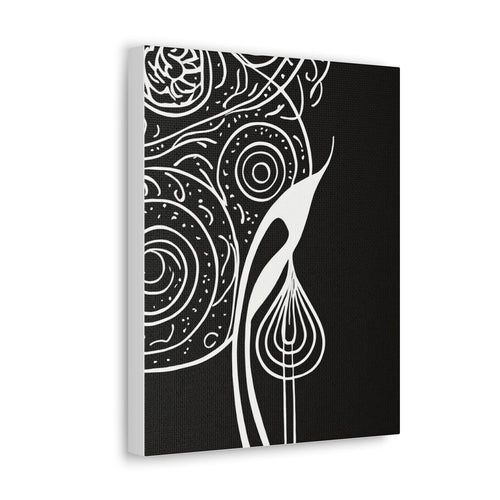 Wall Art Decor - Canvas Print Artwork - Floral White Line Art Print