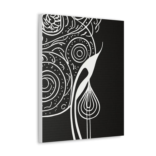 Wall Art Decor - Canvas Print Artwork - Floral White Line Art Print