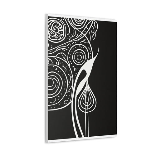Wall Art Decor - Canvas Print Artwork - Floral White Line Art Print