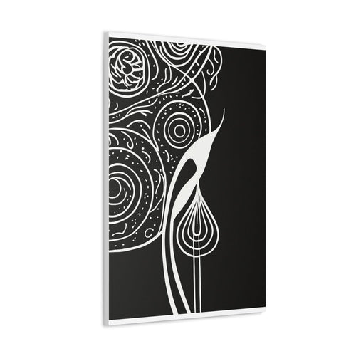 Wall Art Decor - Canvas Print Artwork - Floral White Line Art Print