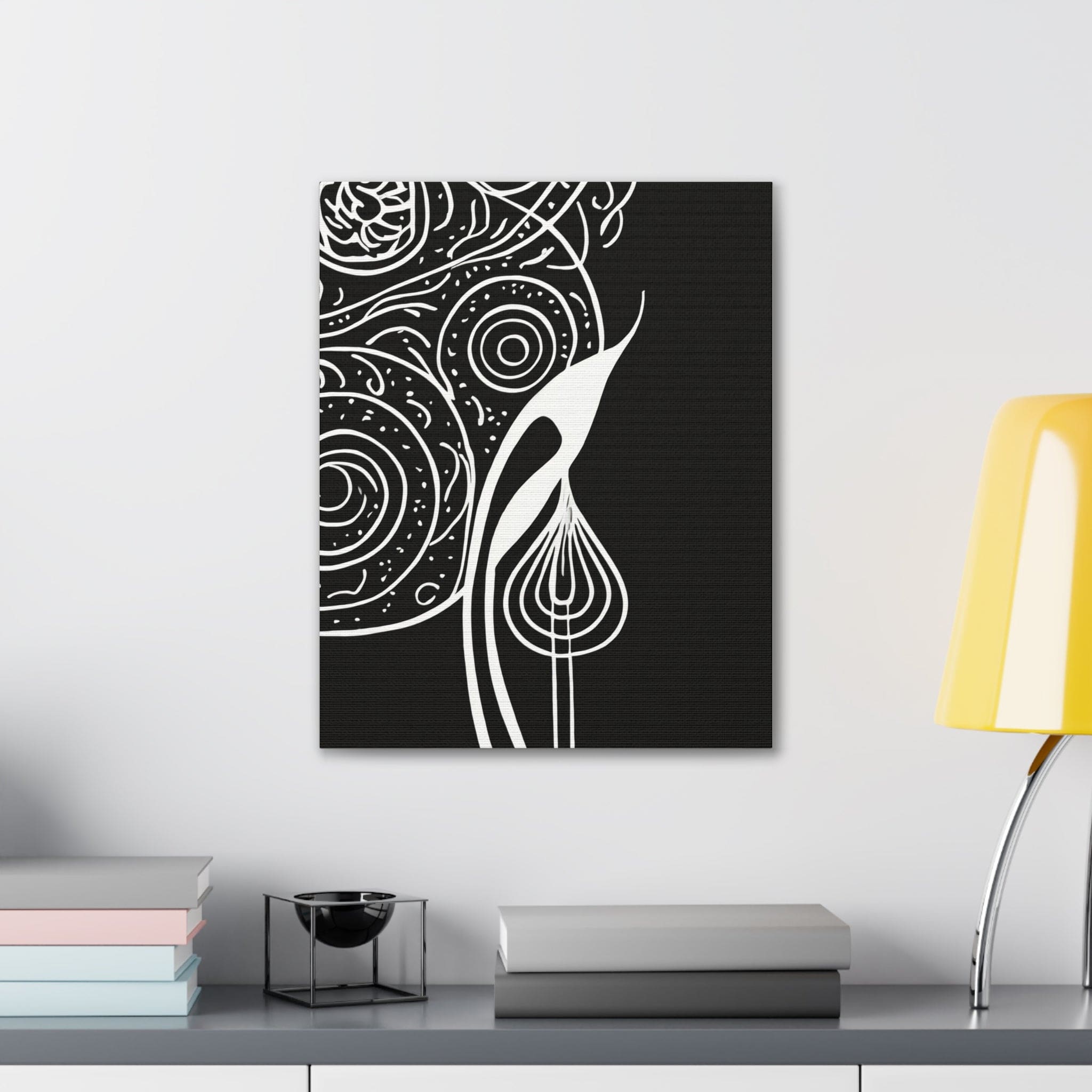 Wall Art Decor - Canvas Print Artwork - Floral White Line Art Print