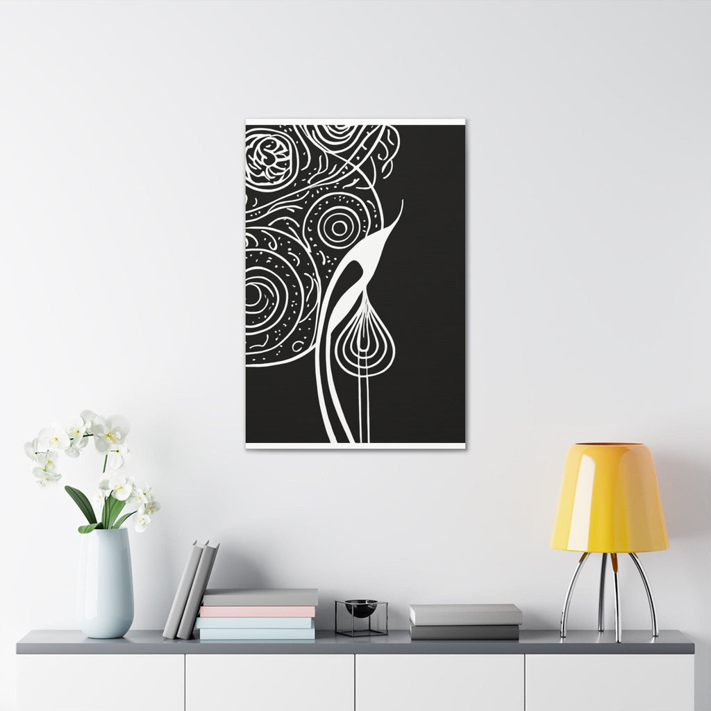 Wall Art Decor - Canvas Print Artwork - Floral White Line Art Print