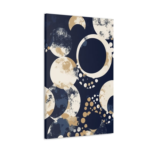 Wall Art Decor - Canvas Print Artwork - Navy Blue and Beige Spotted