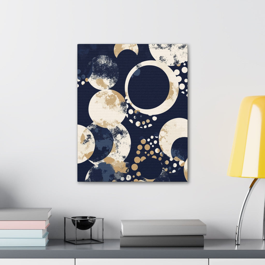Wall Art Decor - Canvas Print Artwork - Navy Blue and Beige Spotted