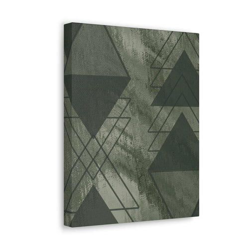 Wall Art Decor - Canvas Print Artwork - Olive Green Triangular