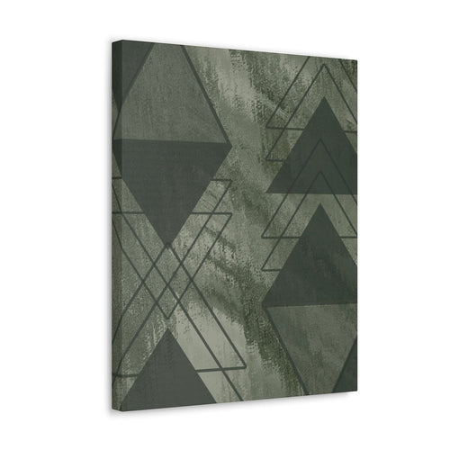 Wall Art Decor - Canvas Print Artwork - Olive Green Triangular