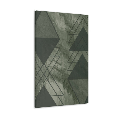 Wall Art Decor - Canvas Print Artwork - Olive Green Triangular