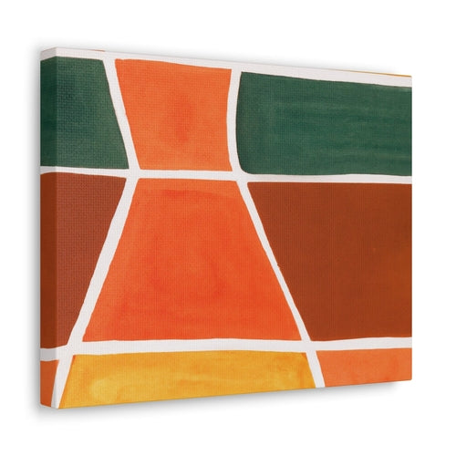 Wall Art Decor - Canvas Print Artwork - Orange Green Boho Pattern