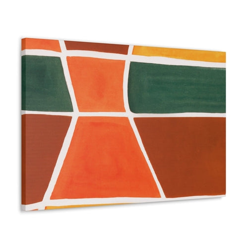 Wall Art Decor - Canvas Print Artwork - Orange Green Boho Pattern
