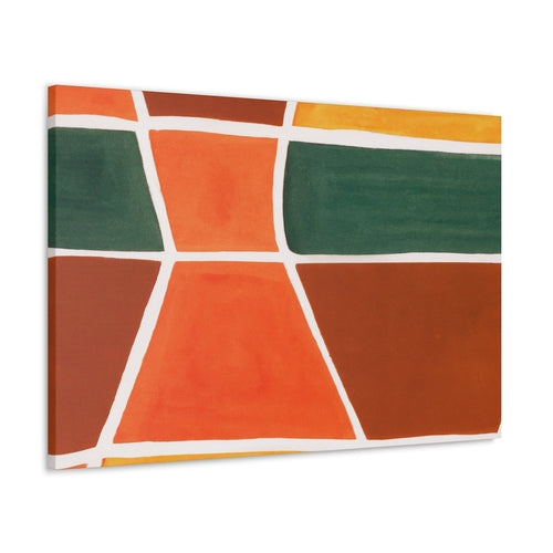 Wall Art Decor - Canvas Print Artwork - Orange Green Boho Pattern