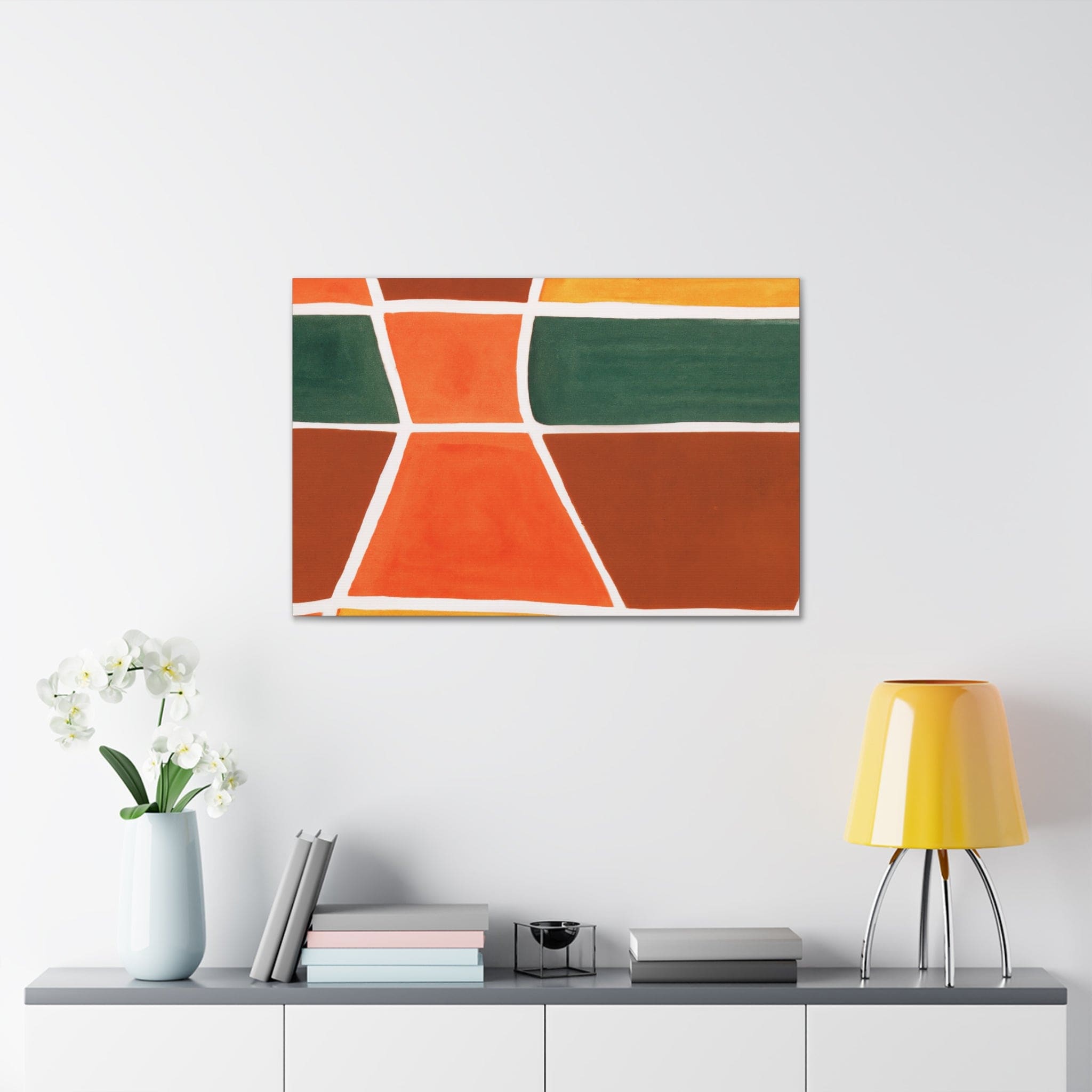 Wall Art Decor - Canvas Print Artwork - Orange Green Boho Pattern