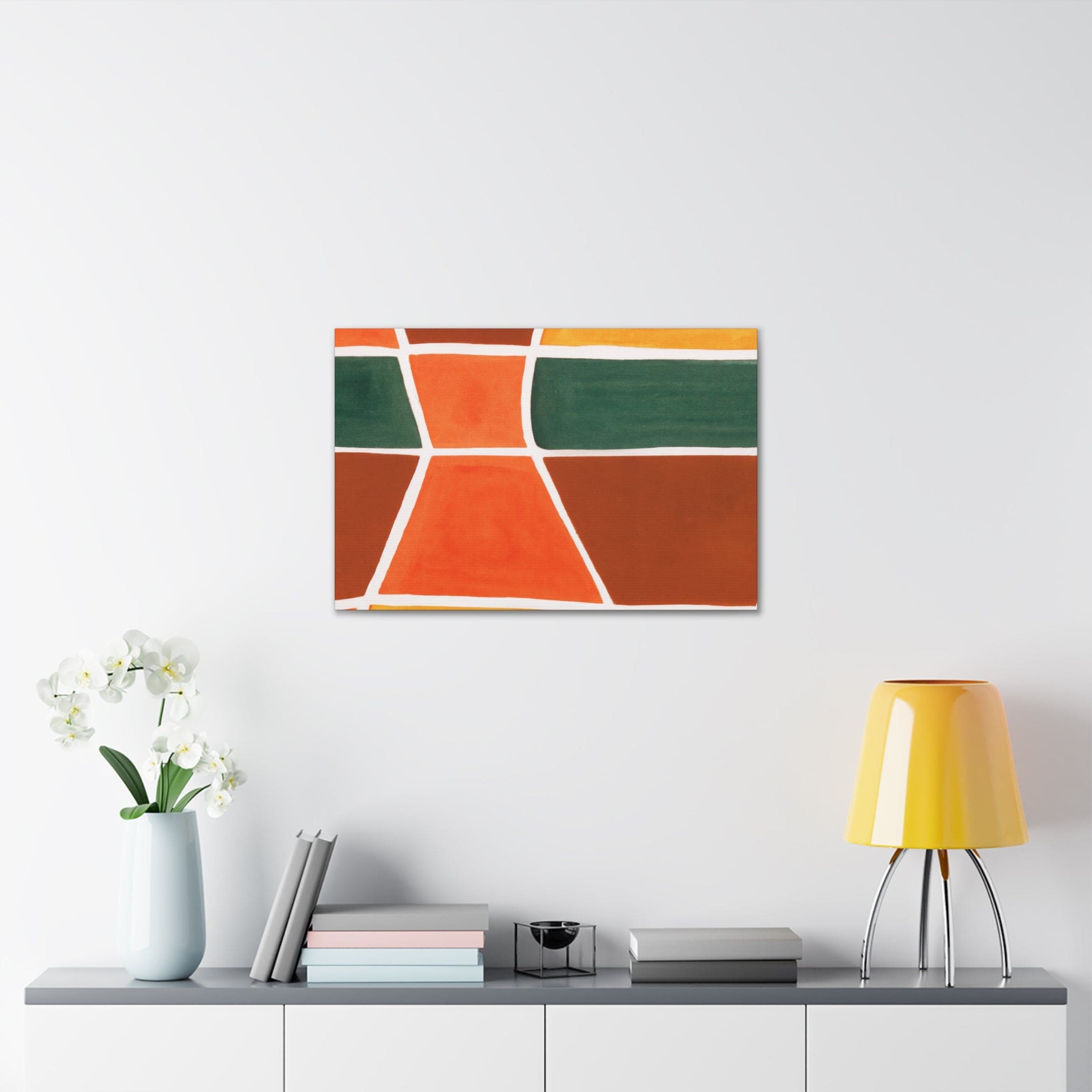 Wall Art Decor - Canvas Print Artwork - Orange Green Boho Pattern