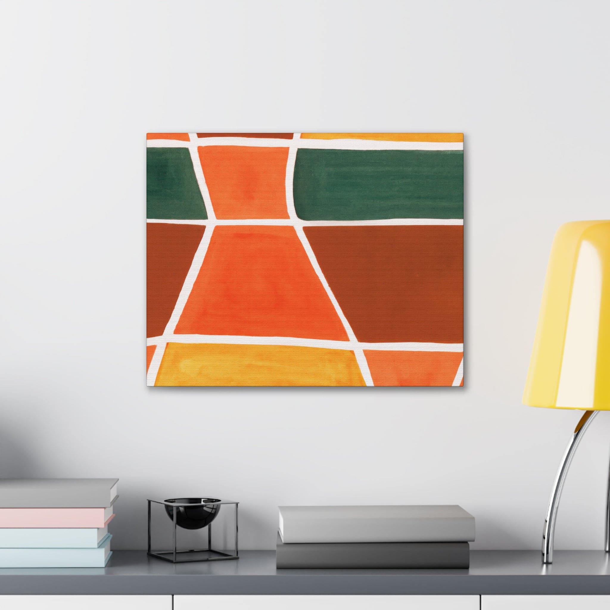 Wall Art Decor - Canvas Print Artwork - Orange Green Boho Pattern