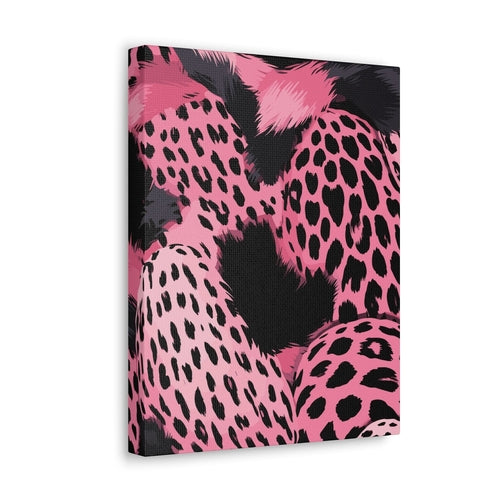 Wall Art Decor - Canvas Print Artwork - Pink and Black Leopard Spots