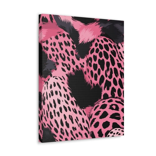 Wall Art Decor - Canvas Print Artwork - Pink and Black Leopard Spots