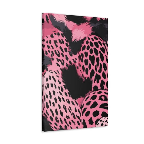 Wall Art Decor - Canvas Print Artwork - Pink and Black Leopard Spots