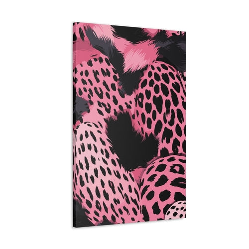 Wall Art Decor - Canvas Print Artwork - Pink and Black Leopard Spots