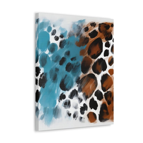 Wall Art Decor - Canvas Print Artwork - Rustic Blue and Brown Spotted