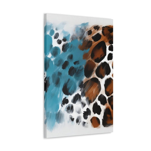 Wall Art Decor - Canvas Print Artwork - Rustic Blue and Brown Spotted