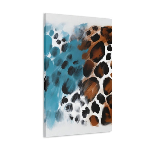 Wall Art Decor - Canvas Print Artwork - Rustic Blue and Brown Spotted