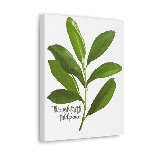 Wall Art Decor - Canvas Print Artwork - Through Faith Find Peace Olive