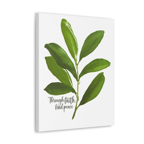 Wall Art Decor - Canvas Print Artwork - Through Faith Find Peace Olive