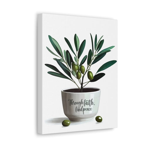 Wall Art Decor - Canvas Print Artwork - Through Faith Find Peace Olive