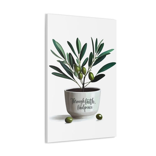 Wall Art Decor - Canvas Print Artwork - Through Faith Find Peace Olive