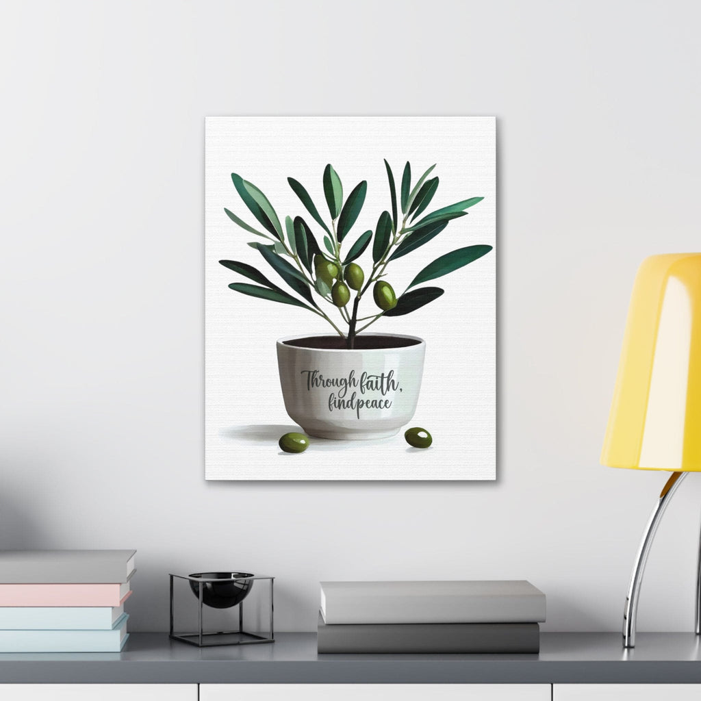 Wall Art Decor - Canvas Print Artwork - Through Faith Find Peace Olive