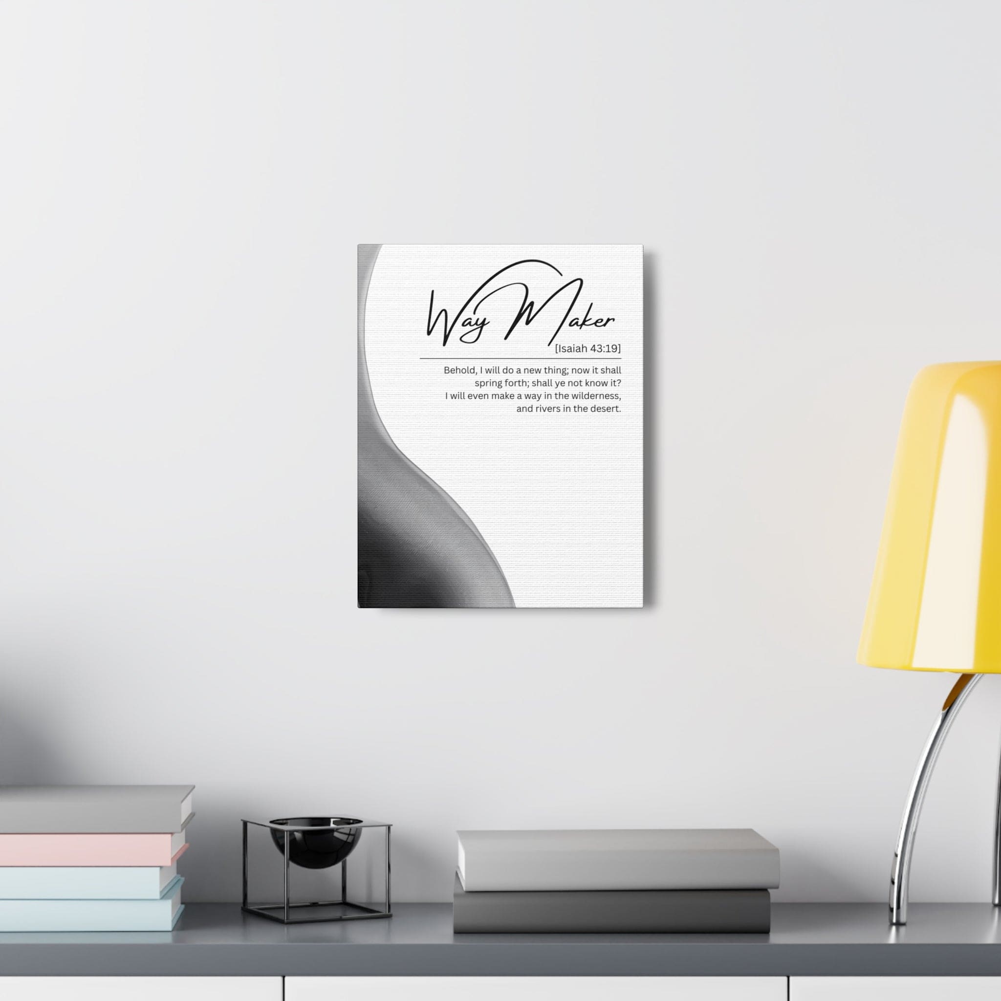 Wall Art Decor - Canvas Print Artwork - Way Maker Grey Design