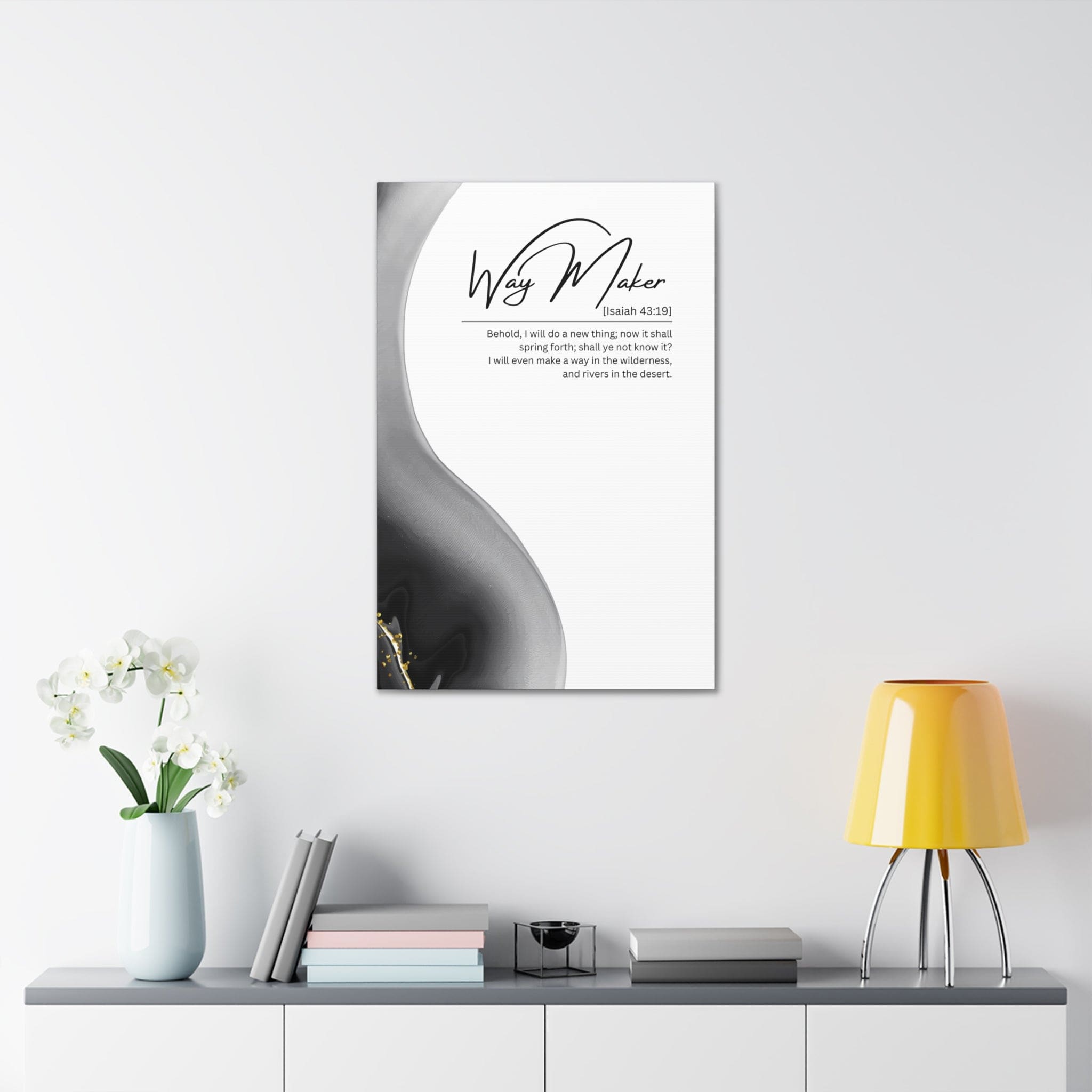 Wall Art Decor - Canvas Print Artwork - Way Maker Grey Design