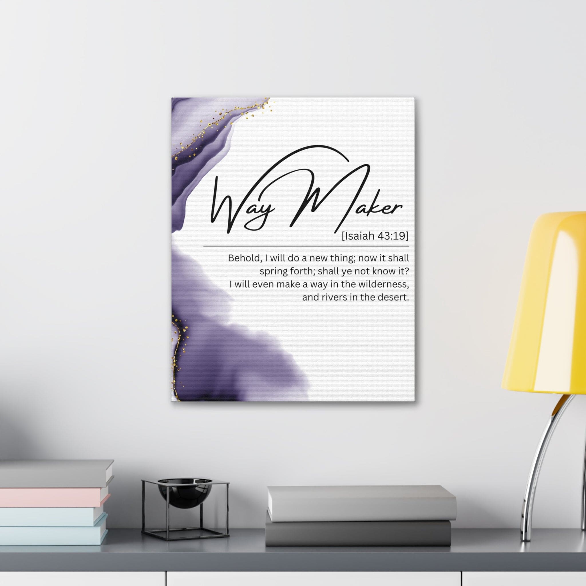 Wall Art Decor - Canvas Print Artwork - Way Maker Purple Design