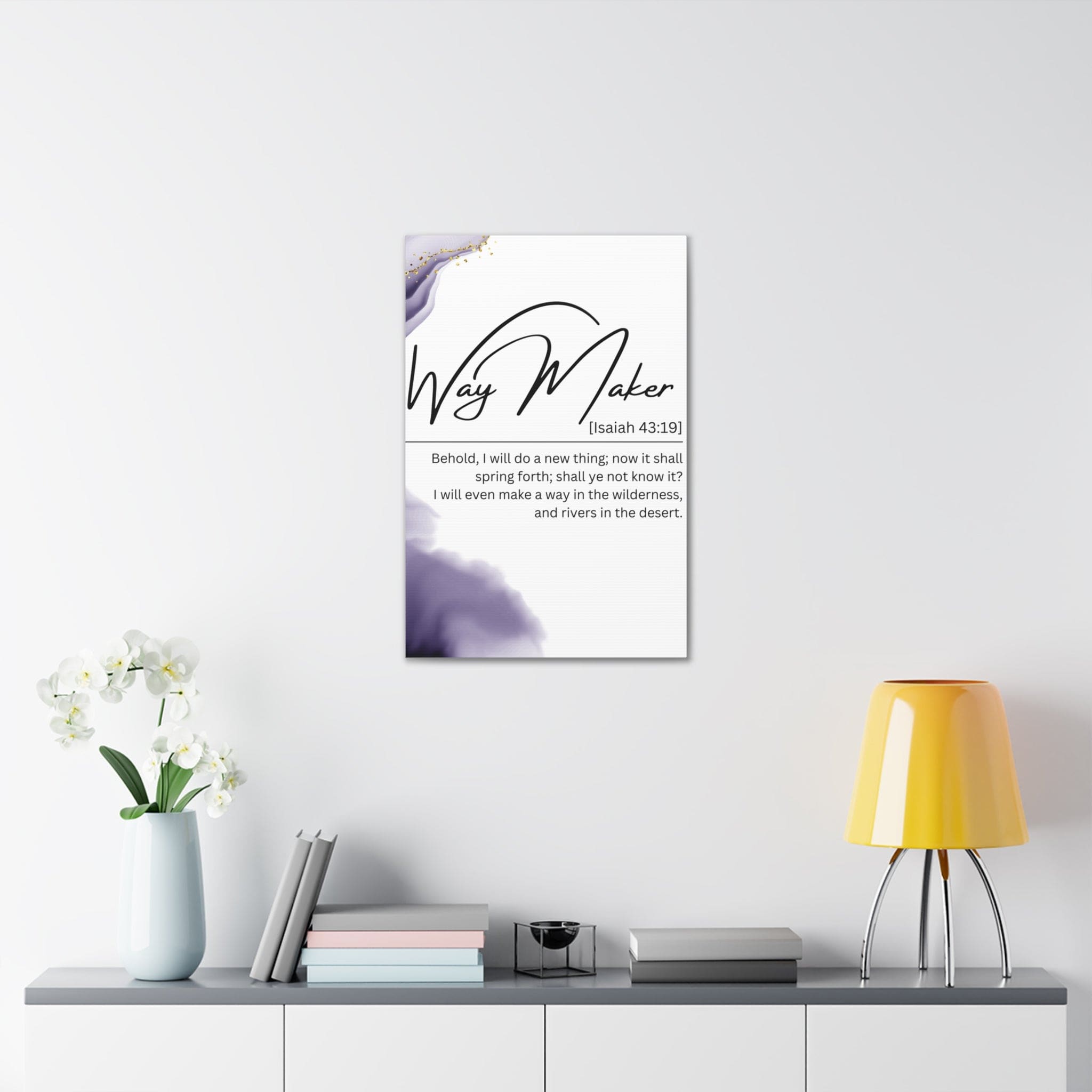 Wall Art Decor - Canvas Print Artwork - Way Maker Purple Design