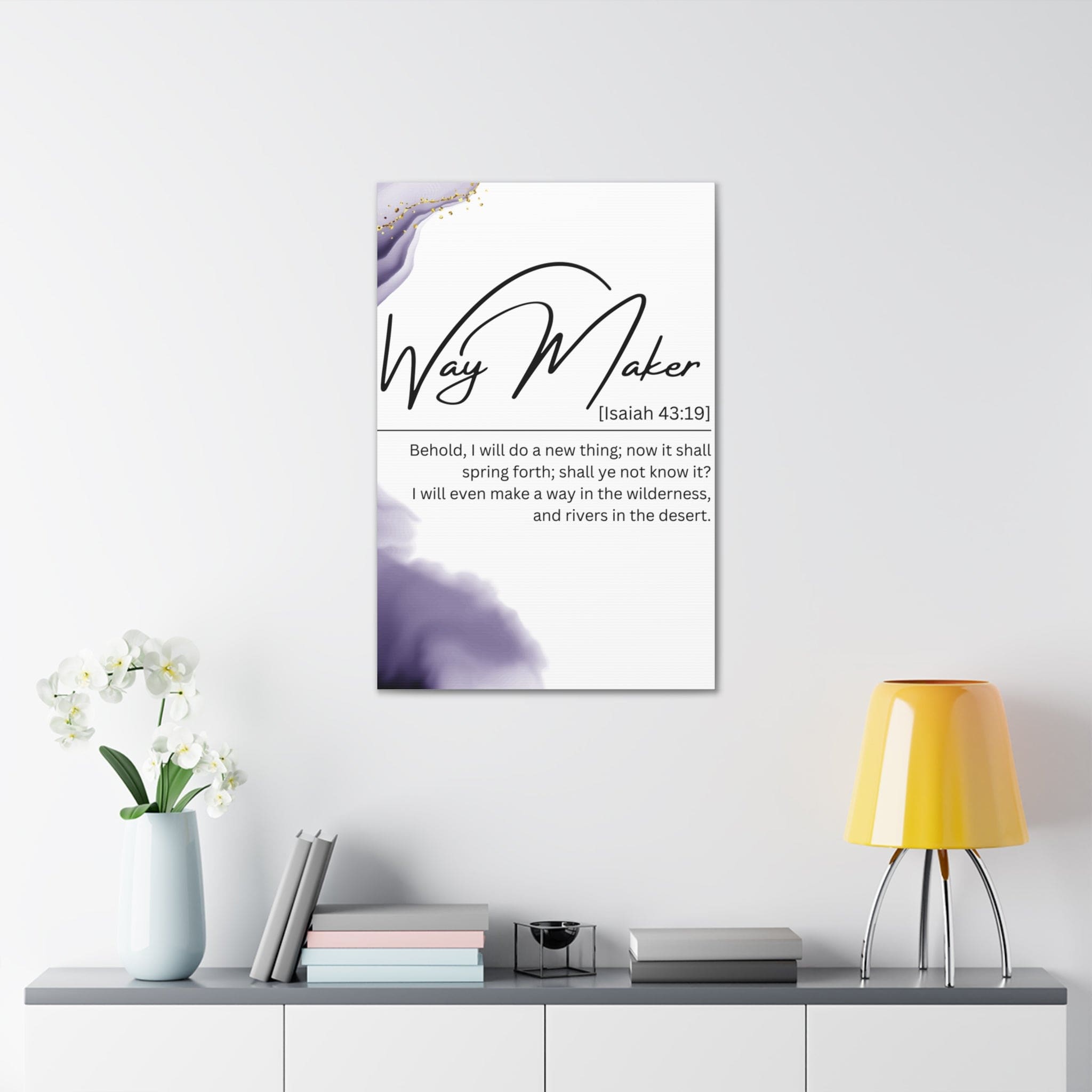 Wall Art Decor - Canvas Print Artwork - Way Maker Purple Design